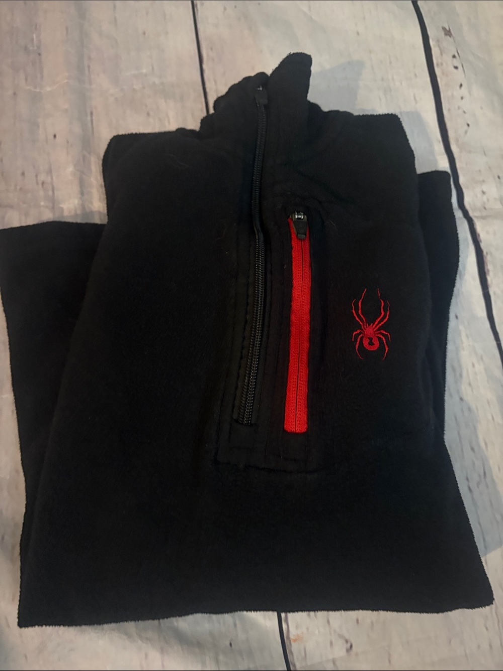 Spyder Men’s Black Quarter-Zip Pullover with Red Accent medium